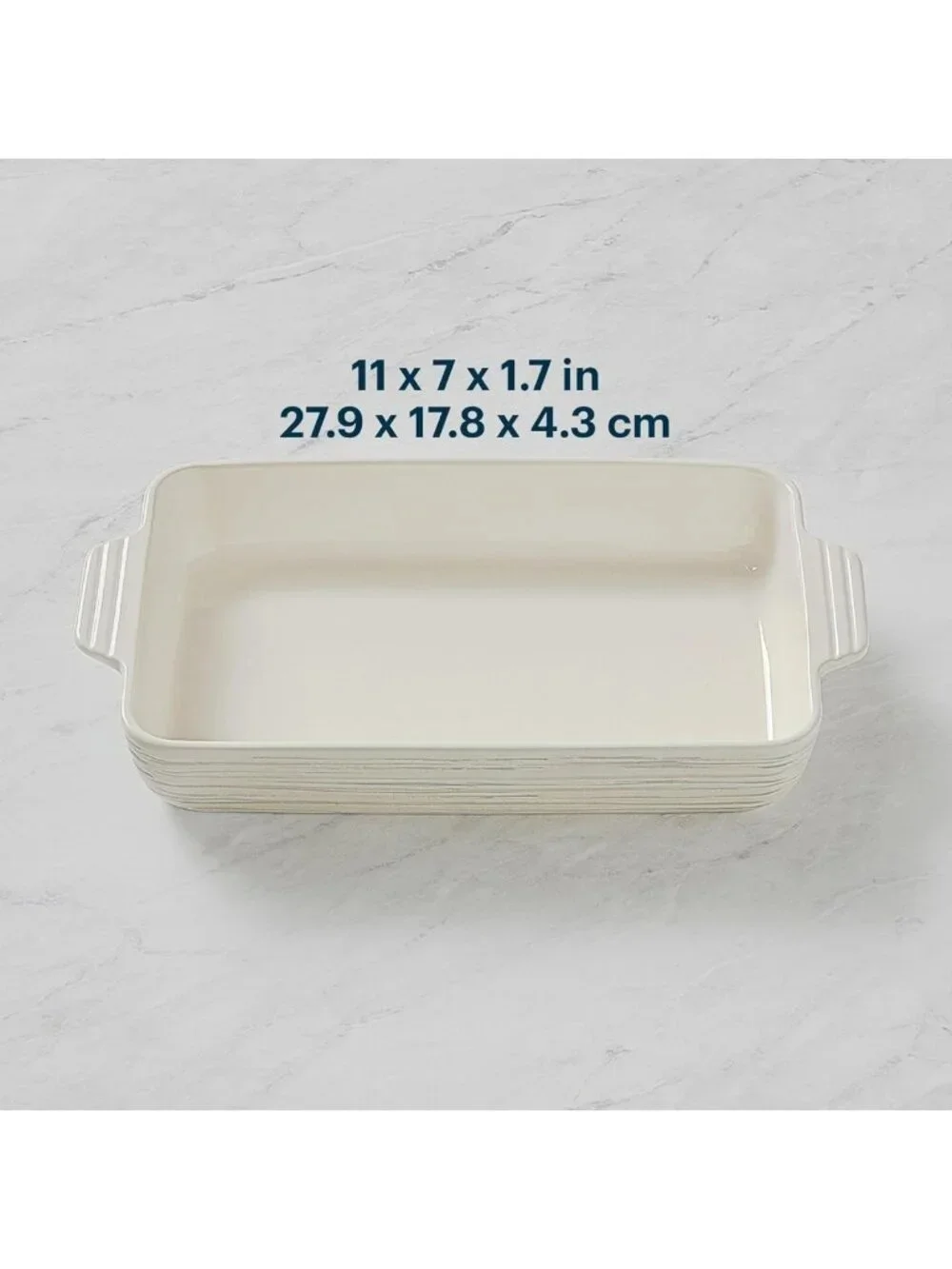 2QT Rectangular Ceramic Baking Dish with Handles - Versatile Casserole Dish